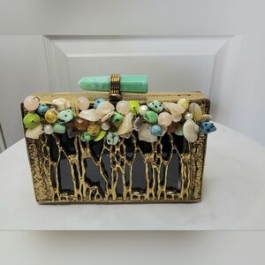 RAMLA Elegant Gold BAG with Multicolor Gemstones. NWOT